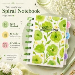 Green Floral Spiral Notebook with Ruled Pages & Tabbed Dividers