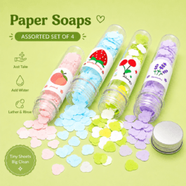 Paper Soap Sheets Set of 4 portable travel hand wash soap papers assorted fragrances