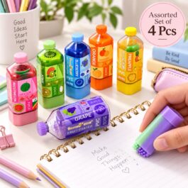 Fruit Juice Bottle Erasers — Assorted Pack of 4