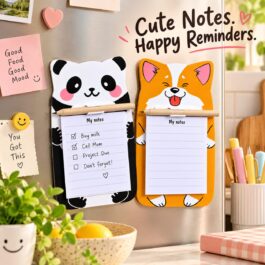 Panda & Corgi Magnetic Memo Pads with Pencils – Set of 2
