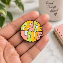 Colourful round Peace Love soft enamel pin