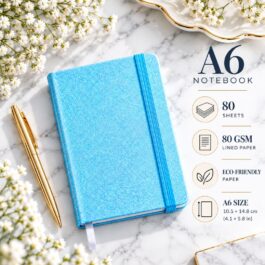 Powder Blue Glitter A6 Pocket Diary – 80 Sheets