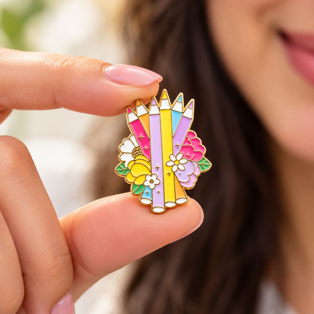 Pencil colours enamel pin